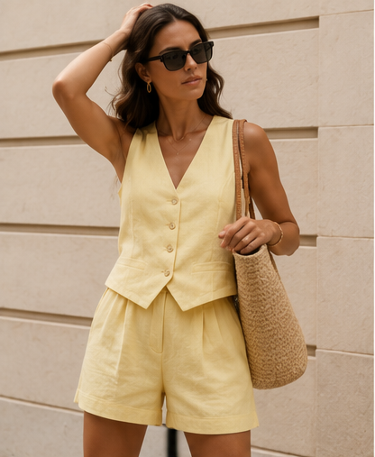 Linen Vest Set